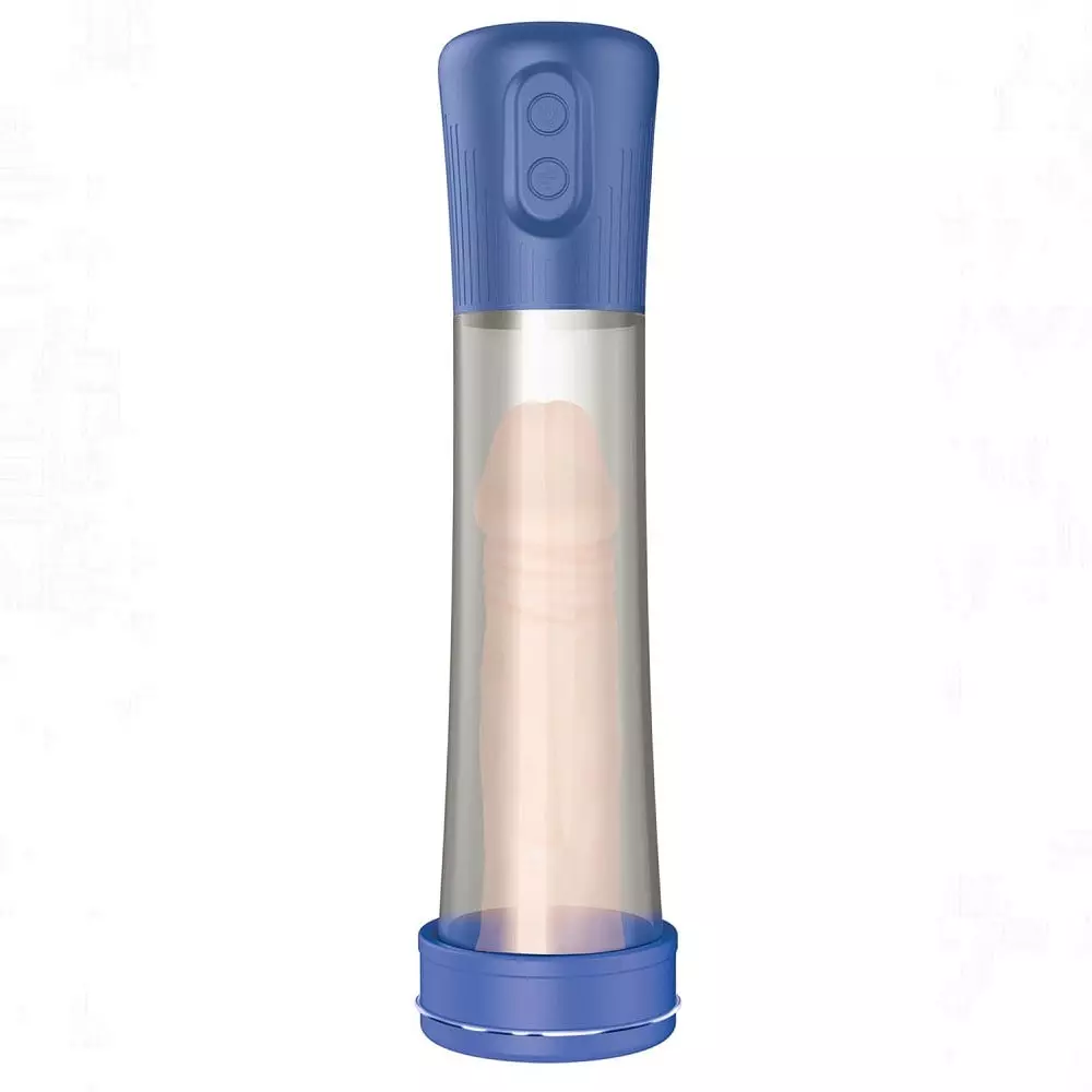 H2O Rechargeable Penis Pump with 3 Silicone Sleeves In Blue